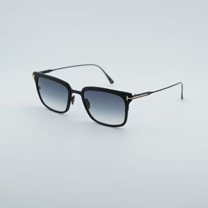 Tom Ford Hayden FT0831 02B Sunglasses Black Square Frame, Smoke Lenses